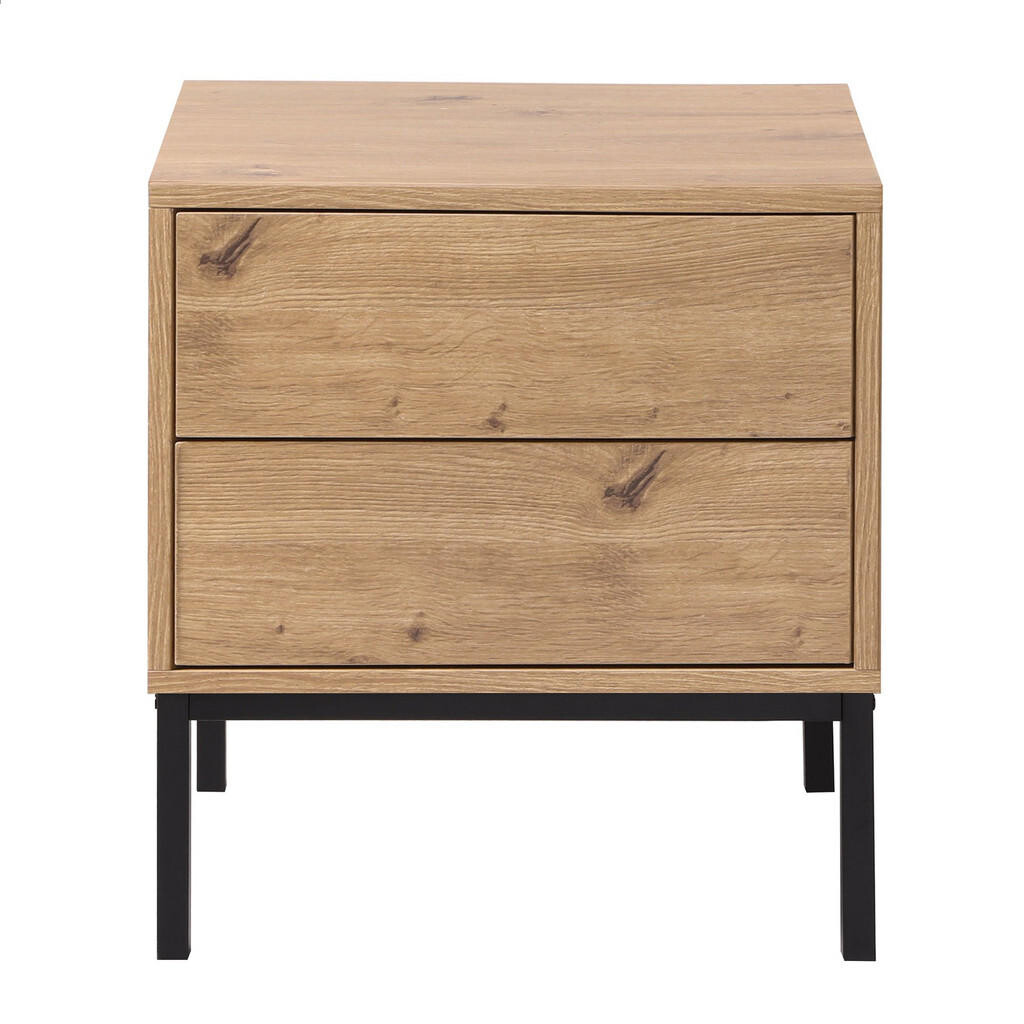 Calicosy NOČNÍ stolek se 2 zásuvkami, dubová povrchová úprava, V 50 cm - LENNY