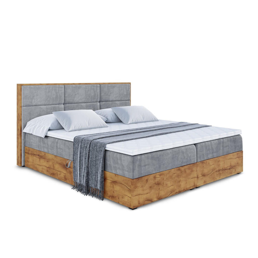 ALTDECOR AMERICKÁ postel s matrací H3 a lamelovým roštem – LOLLI1 – 200 x 200 – šedá