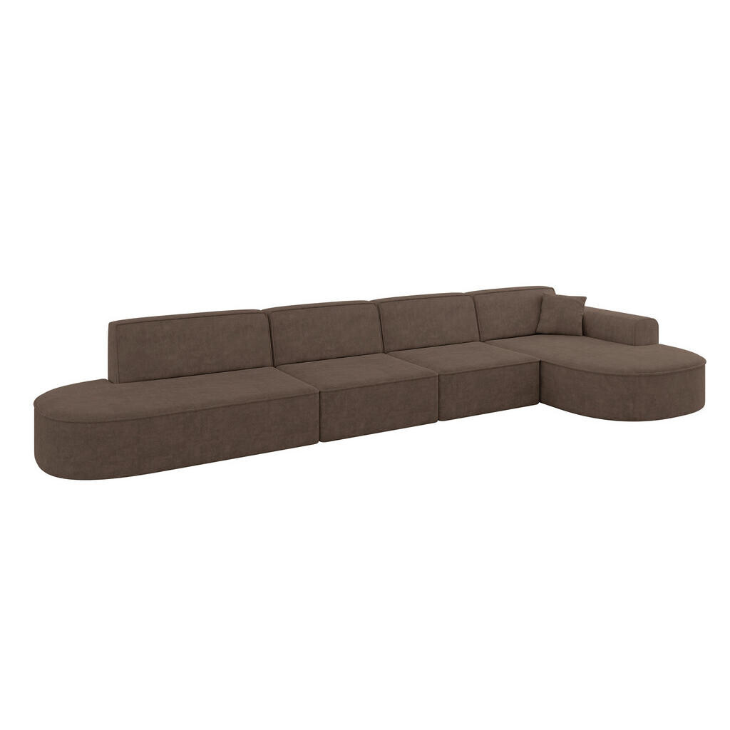 ALTDECOR ROHOVÁ SEDACÍ SOUPRAVA s otomanem vpravo MARI-L3 – 413 × 171 × 79 cm hnědý velur