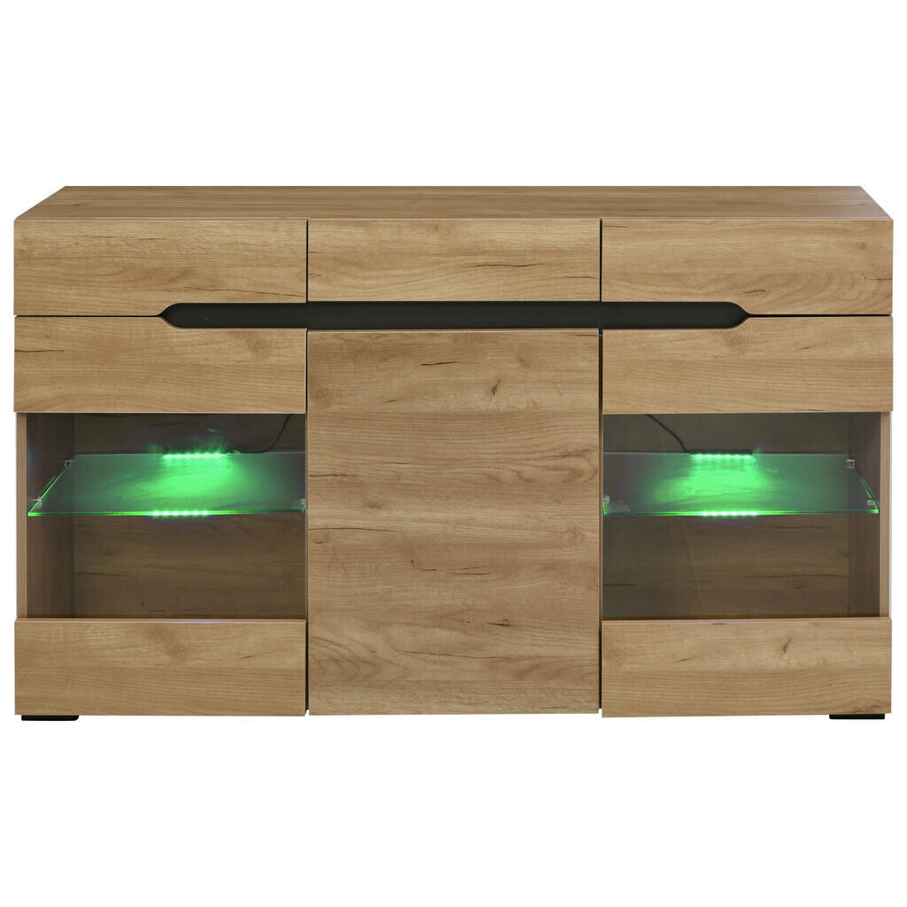 FLIEKS KOMODA LED Moderní 3 Dvířka 3 Zásuvky Úložná