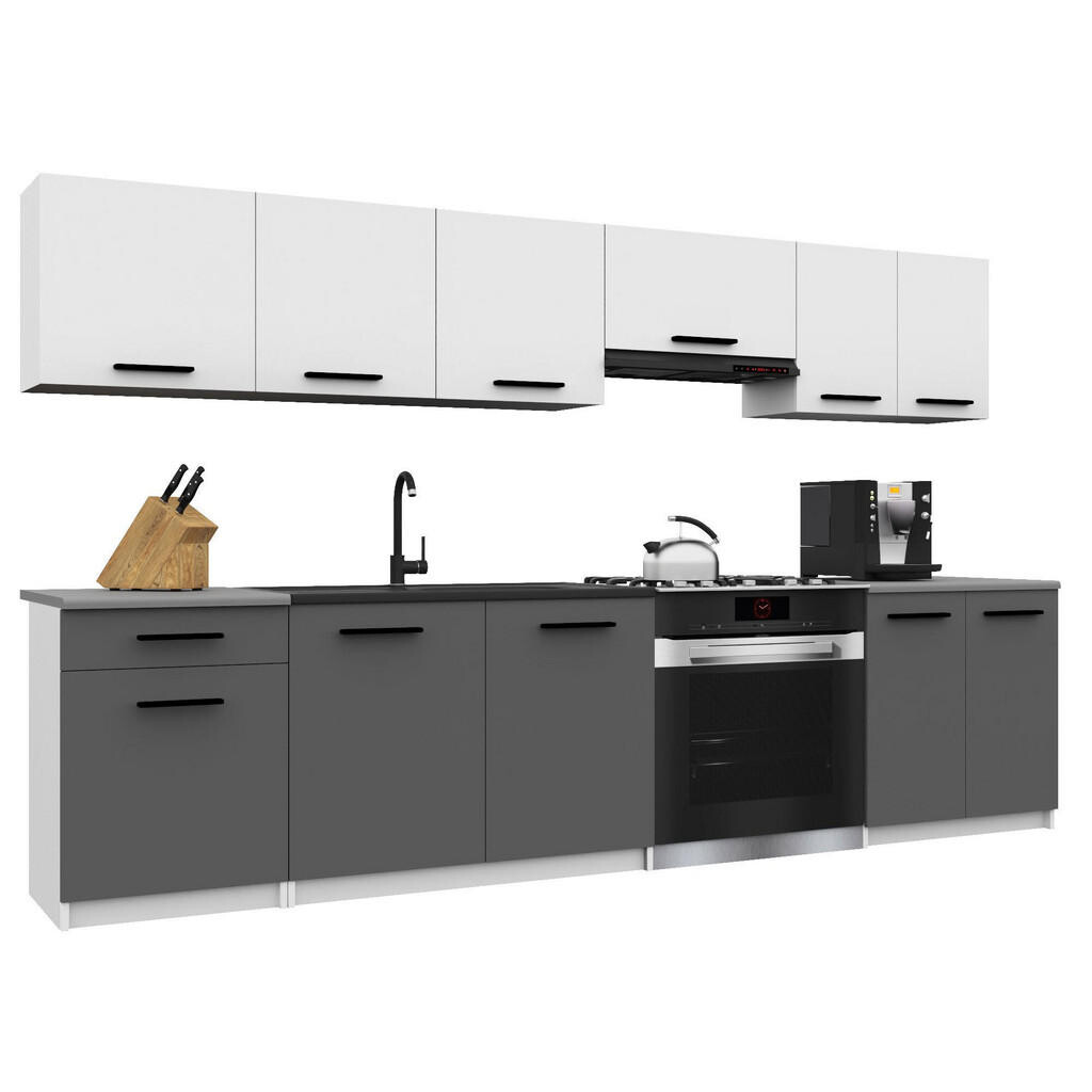 B BELINI GROUP KUCHYŇSKÁ LINKA Italia 2 240 cm, s pracovními deskami, Bílo-šedá