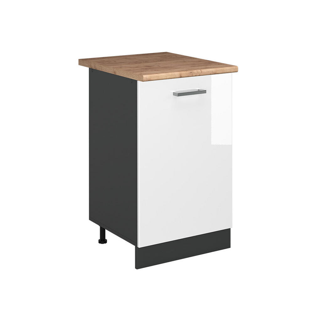 Vicco SPODNÍ SKŘÍŇKA KUCHYŇSKÉ LINKY R-Line, Bílá vysoký lesk/Antracit, 50 cm pracovná doska Dub Goldkraft