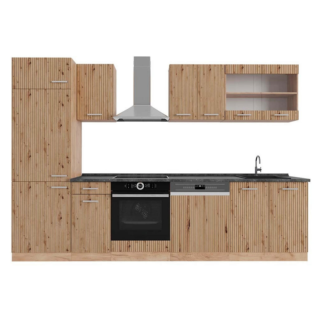 Vicco KUCHYŇSKÝ KOUT R-Line Dub Artisan / dub Goldkraft 300 cm , PD Antracit