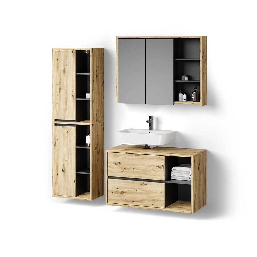 Livinity® SADA NÁBYTKU DO KOUPELNY Vomano, Řemeslný dub, 3dílná