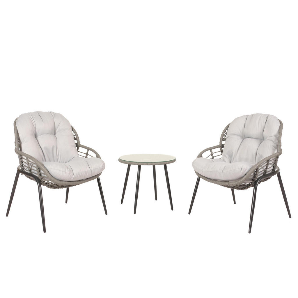MCW POLY-RATTAN SADA Šedá, světle šedá