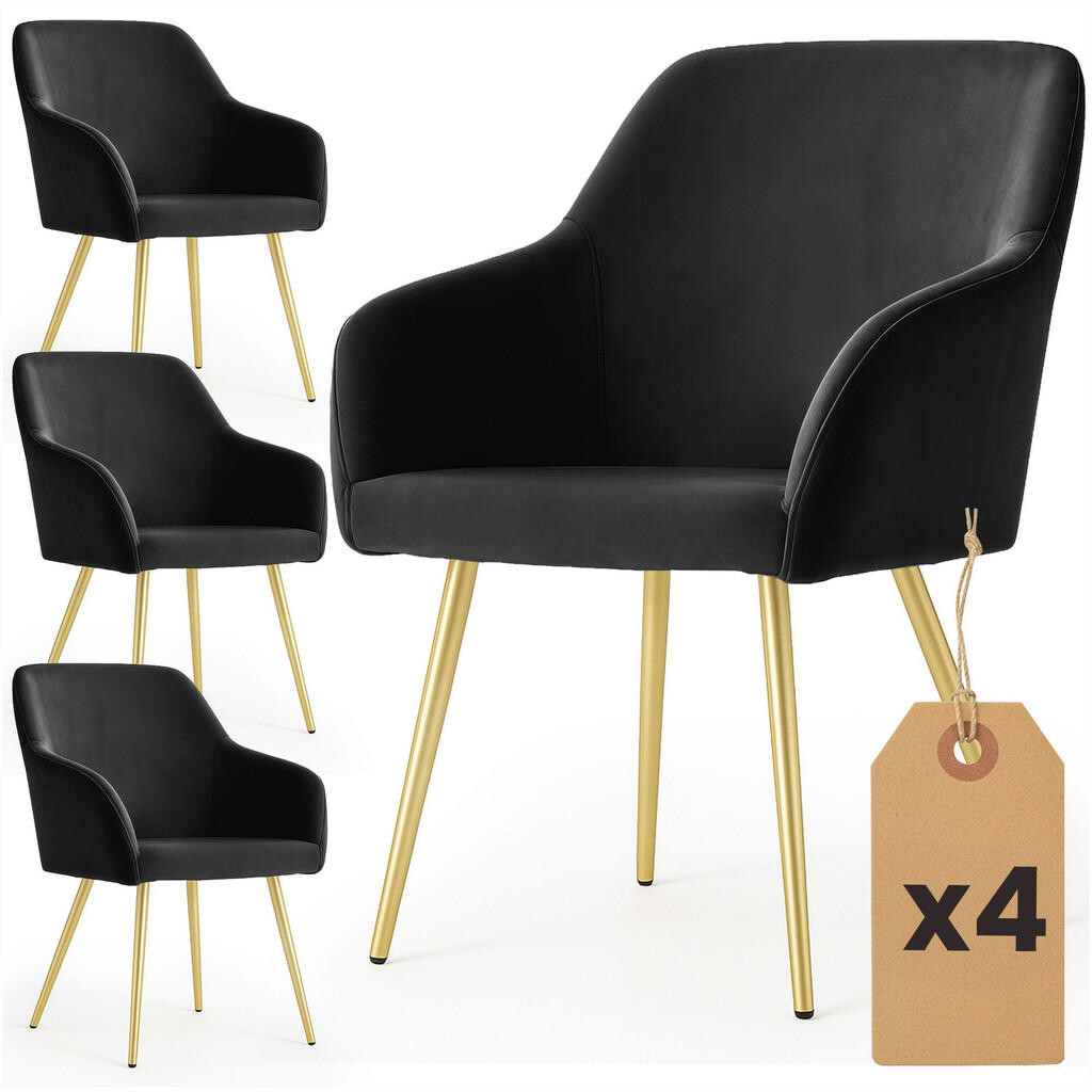 RAUMHIRSCH FURNITURE ČALOUNĚNÁ ŽIDLE, sada 4 ks, kovové nohy, černá, zlatá 54,5/83/58