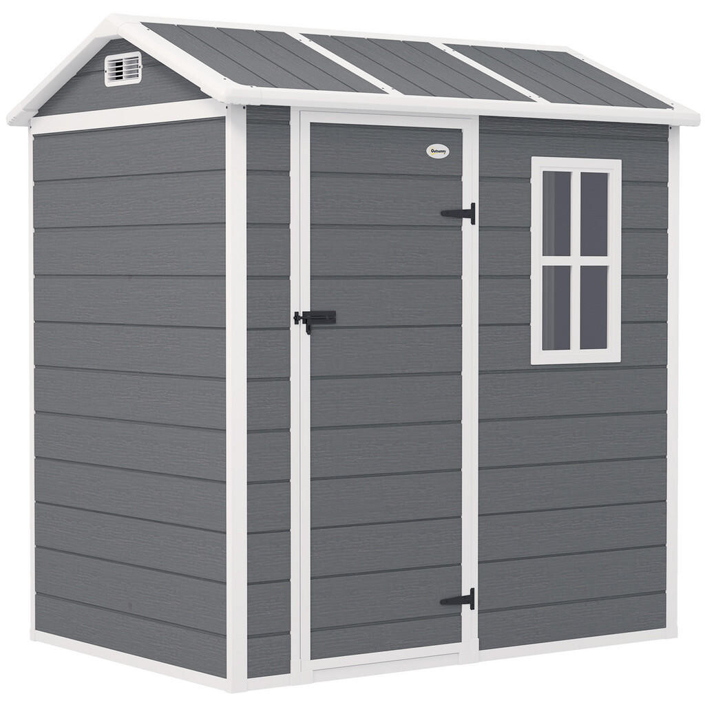 Outsunny ZÁHRADNÍ DOMEK z plastu 2,1 m² 186 x 130 x 199 cm Zahradní domek s sedlovou střechou