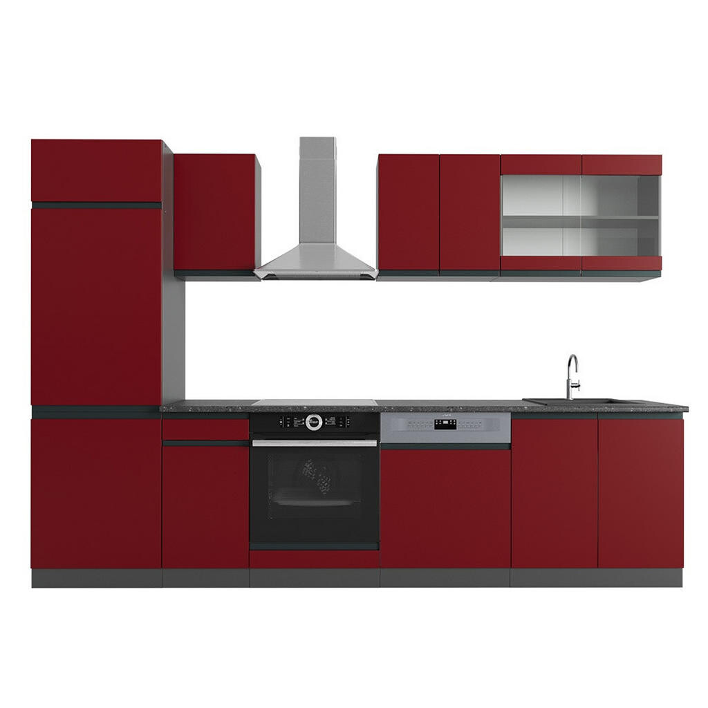 Vicco KUCHYŇSKÝ KOUT R-Line Červená/antracitová 300 cm , PD Antracit