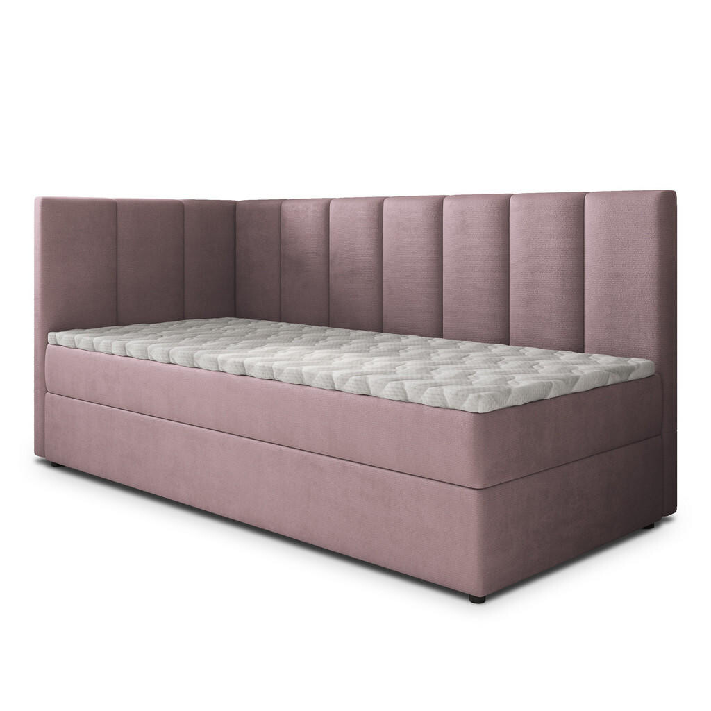 MASSENO AMERICKÁ POSTEL BEVE 100x200 cm, s matrací a úložným prostorem, starorůžová