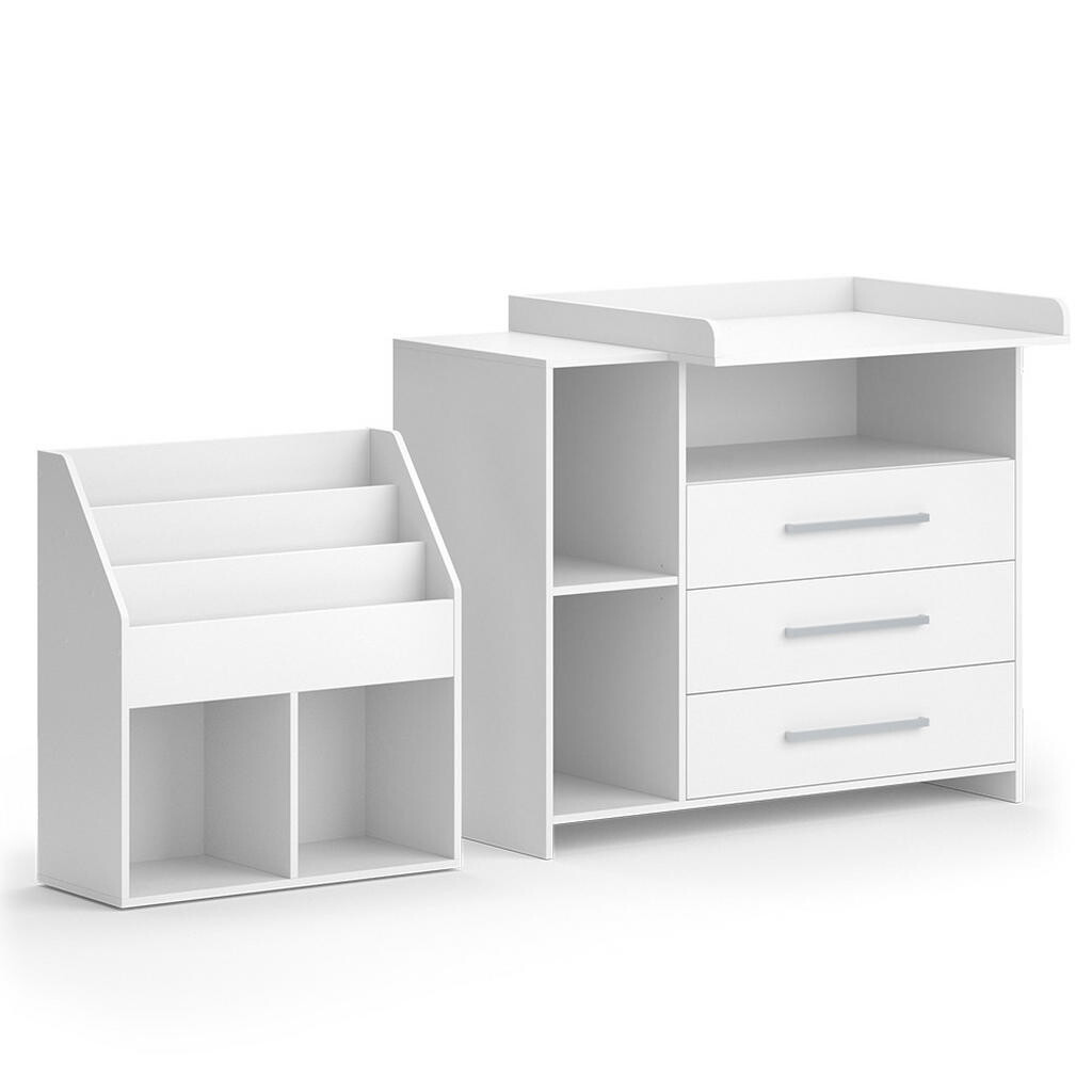 Vicco ŠKOLKOVÁ SADA Oskar Bílá 2 části, s přebalovací jednotkou a regálem na knihy