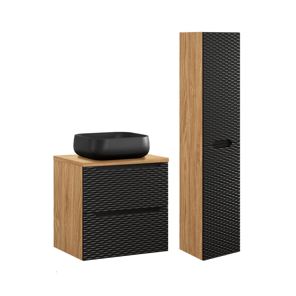 Petits-meubles KOUPELNOVÝ NÁBYTEK 60cm Elora 2er-Set Černá a dřevěná