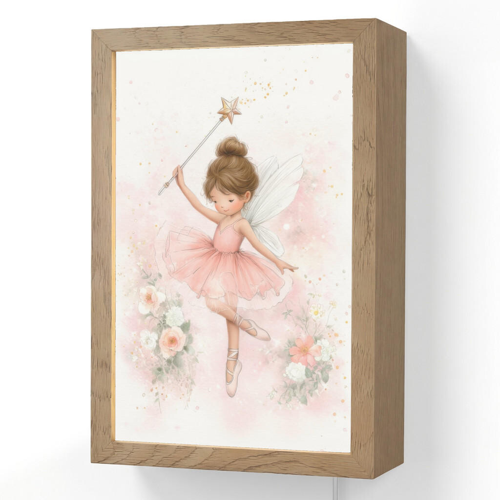 OnlyWow NÁSTĚNNÁ LAMPA Baletka - Víla - Květiny - Růžová 20x30 cm
