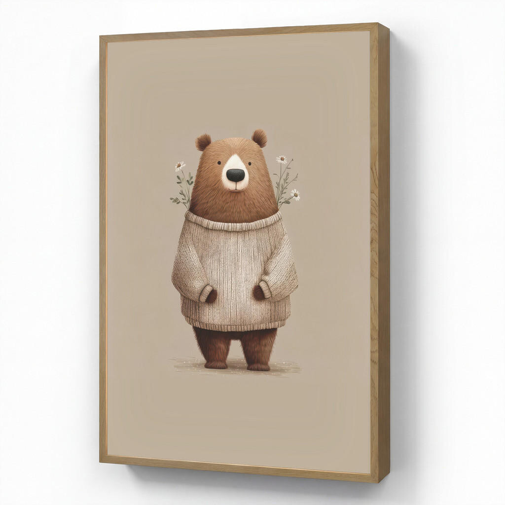 OnlyWow NÁSTĚNNÁ LAMPA S AKUMULÁTOREM Medvěd - Bílé květy - Cosy 60x90 cm