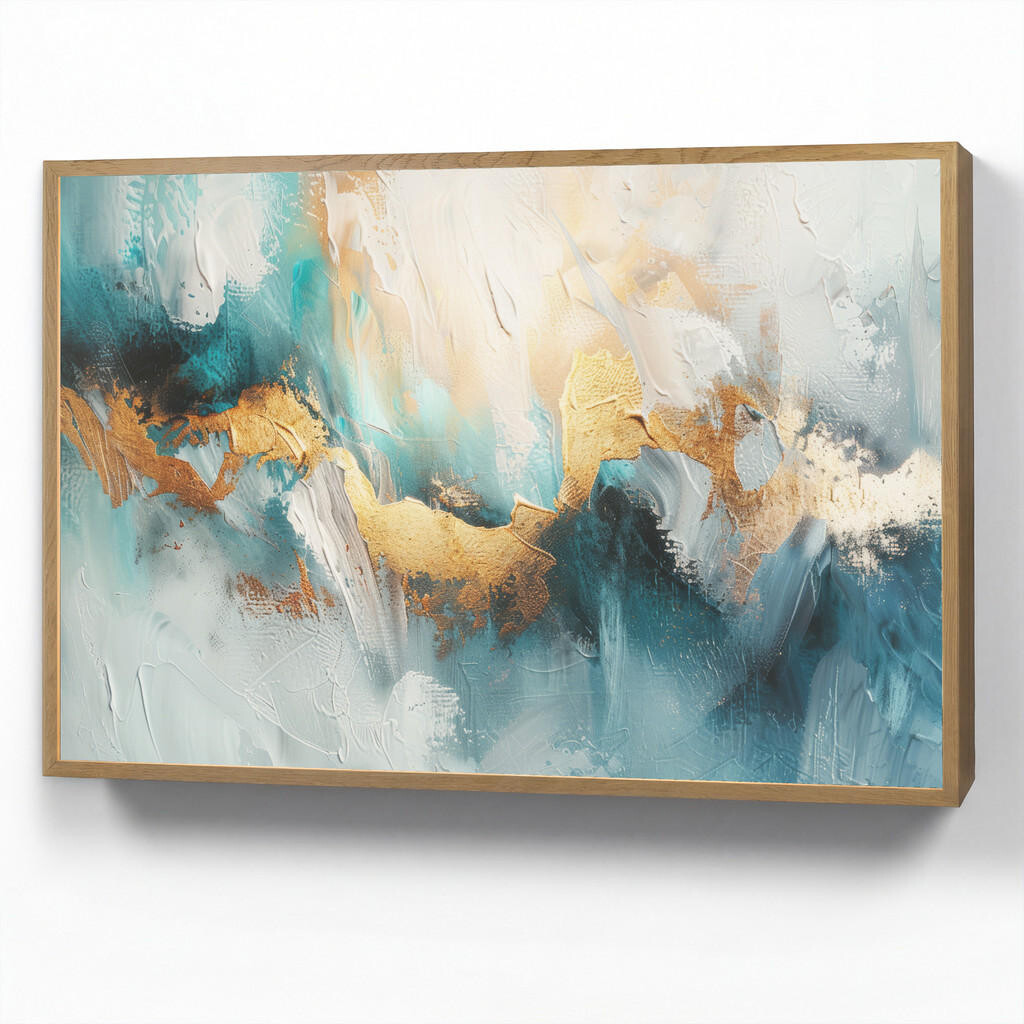 OnlyWow NÁSTĚNNÁ LAMPA S AKUMULÁTOREM Abstraktní - umění - zlatá - modrá 100x70 cm