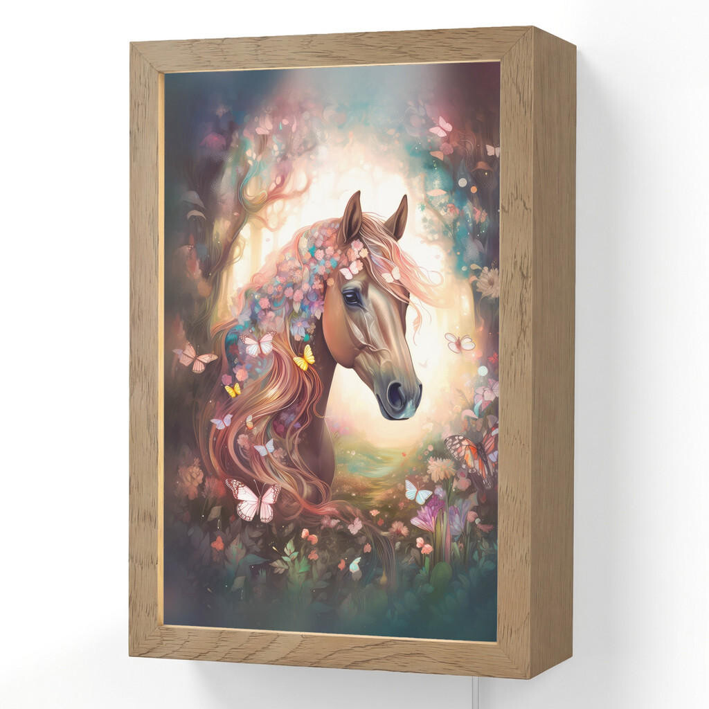 OnlyWow NÁSTĚNNÁ LAMPA Kůň - Příroda - Květiny - Motýli - Les 20x30 cm