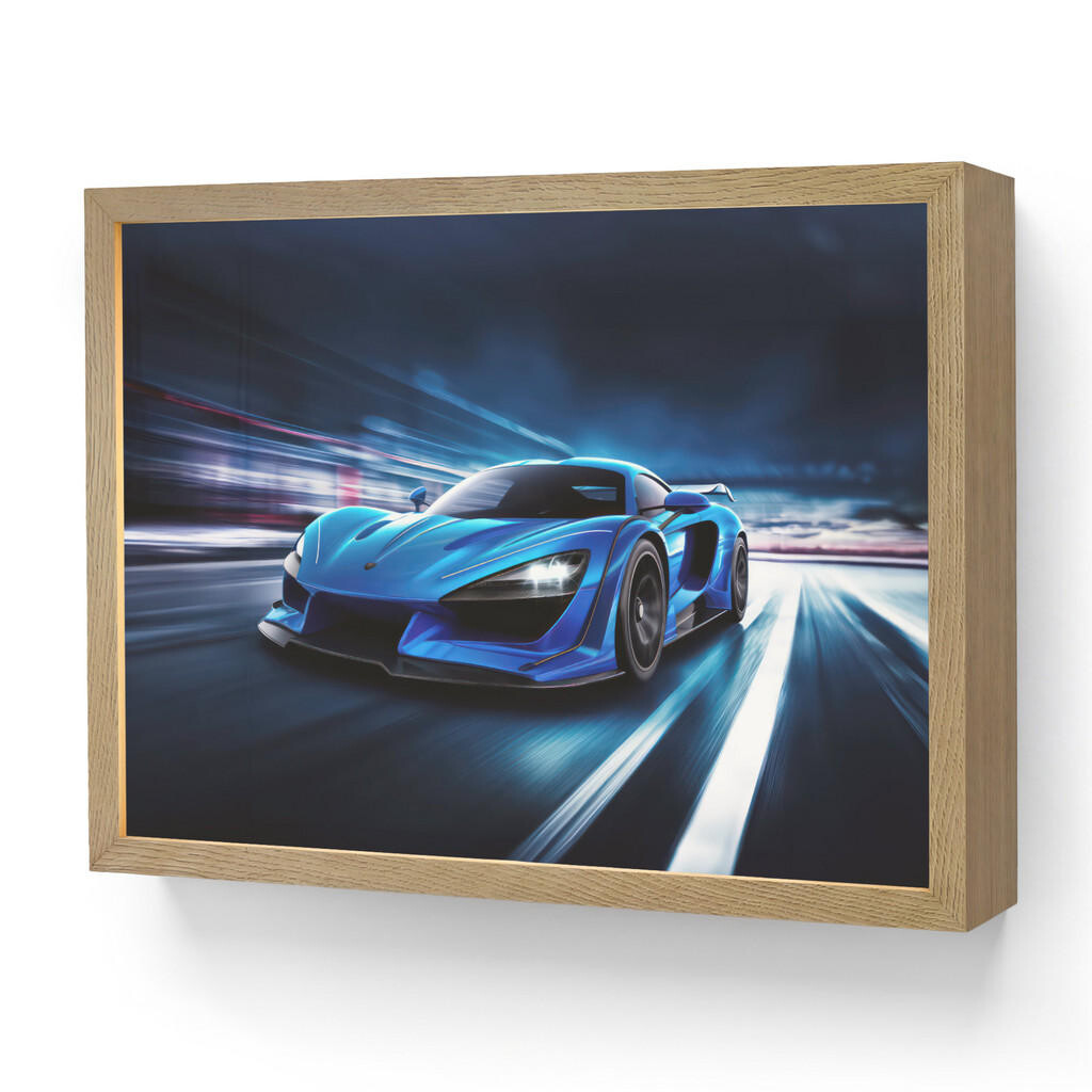 OnlyWow DOBÍJECÍ NOČNÍ LAMPIČKA Auto - Modrá - Chlapci - Dítě 40x30 cm