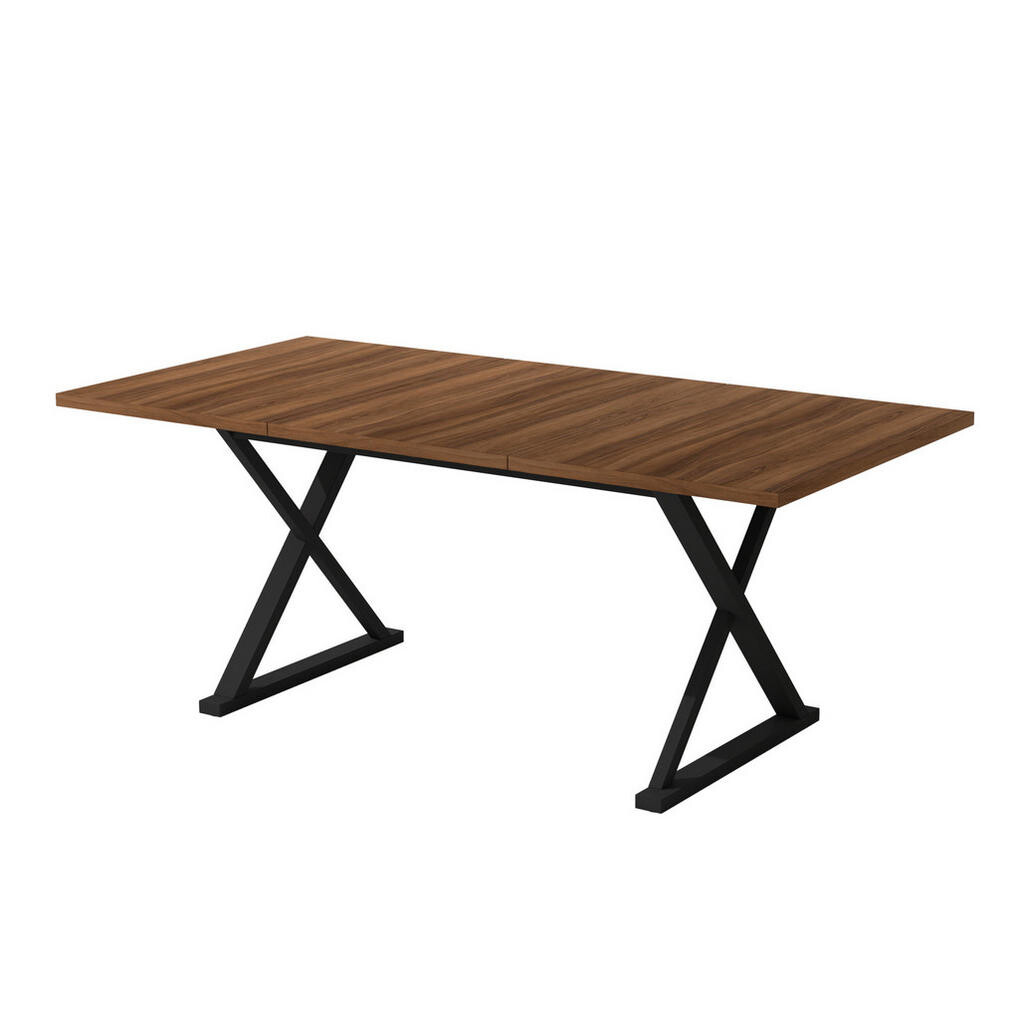 Redom JÍDELNÍ stůl 180/90/75 cm pro 6–8 osob, s kovovými nohami a moderním X podnožím, Ořechová