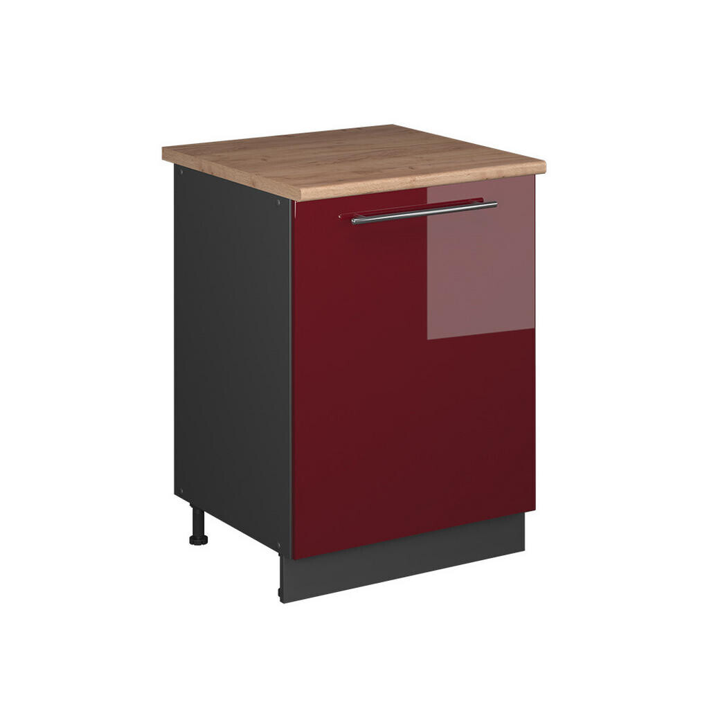 Vicco SPODNÍ SKŘÍŇKA KUCHYŇSKÉ LINKY Fame-Line, Bordó červená vysoký lesk/Antracit, 60 cm 1 dvířka s pracovní deskou