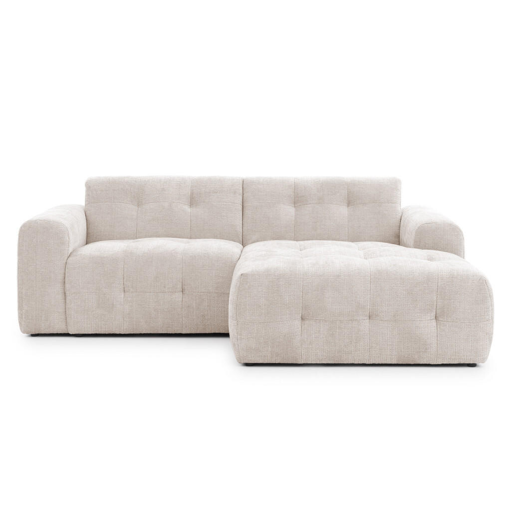 luma-home ROHOVÁ POHOVKA s otomanem vpravo, rafinovaným prošíváním, vlnovým pružinovým jádrem, Š234/H161/V79 cm, potah ze ženilky v béžové barvě / 210