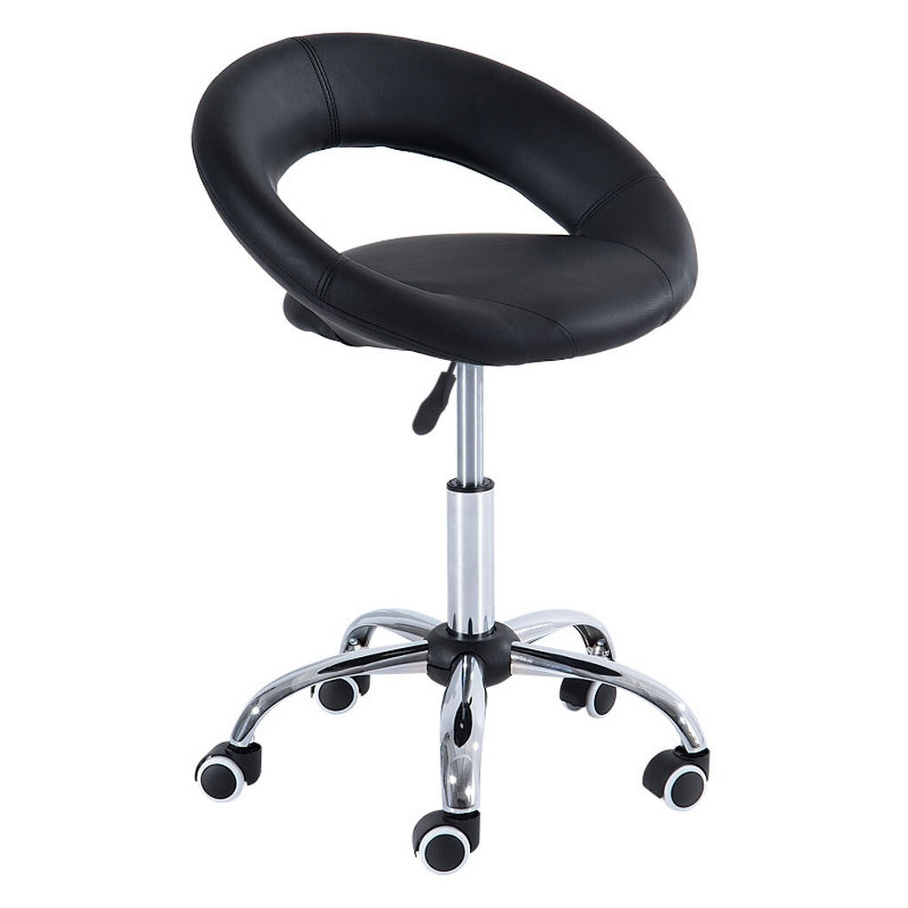 SHOPENTRA OTOČNÉ ŽIDLE Pojízdná stolička s nastavitelnou výškou, PU kov, černá