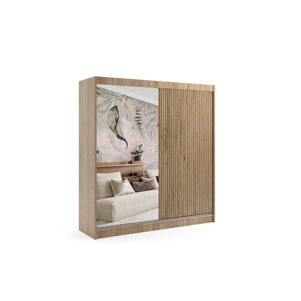 ALTDECOR ŠATNÍ SKŘÍŇ VILAN s zrcadlem – 200 cm – Sonoma dub | barvy dubu