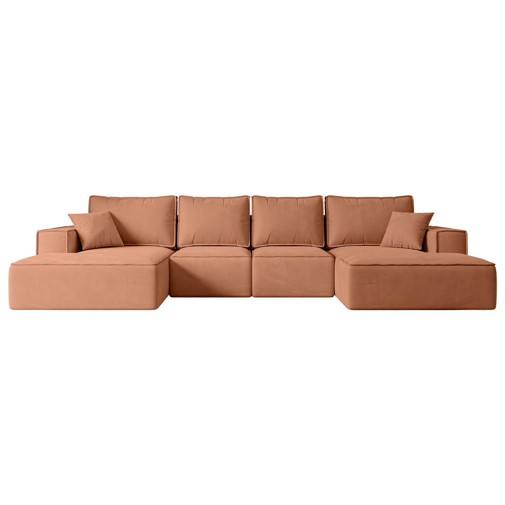 ALTDECOR SEDACÍ SOUPRAVA s funkcí lůžka a úložným prostorem pod postelí SIERRA-U-S – 349 x 161 x 87 cm, meruňkový velur