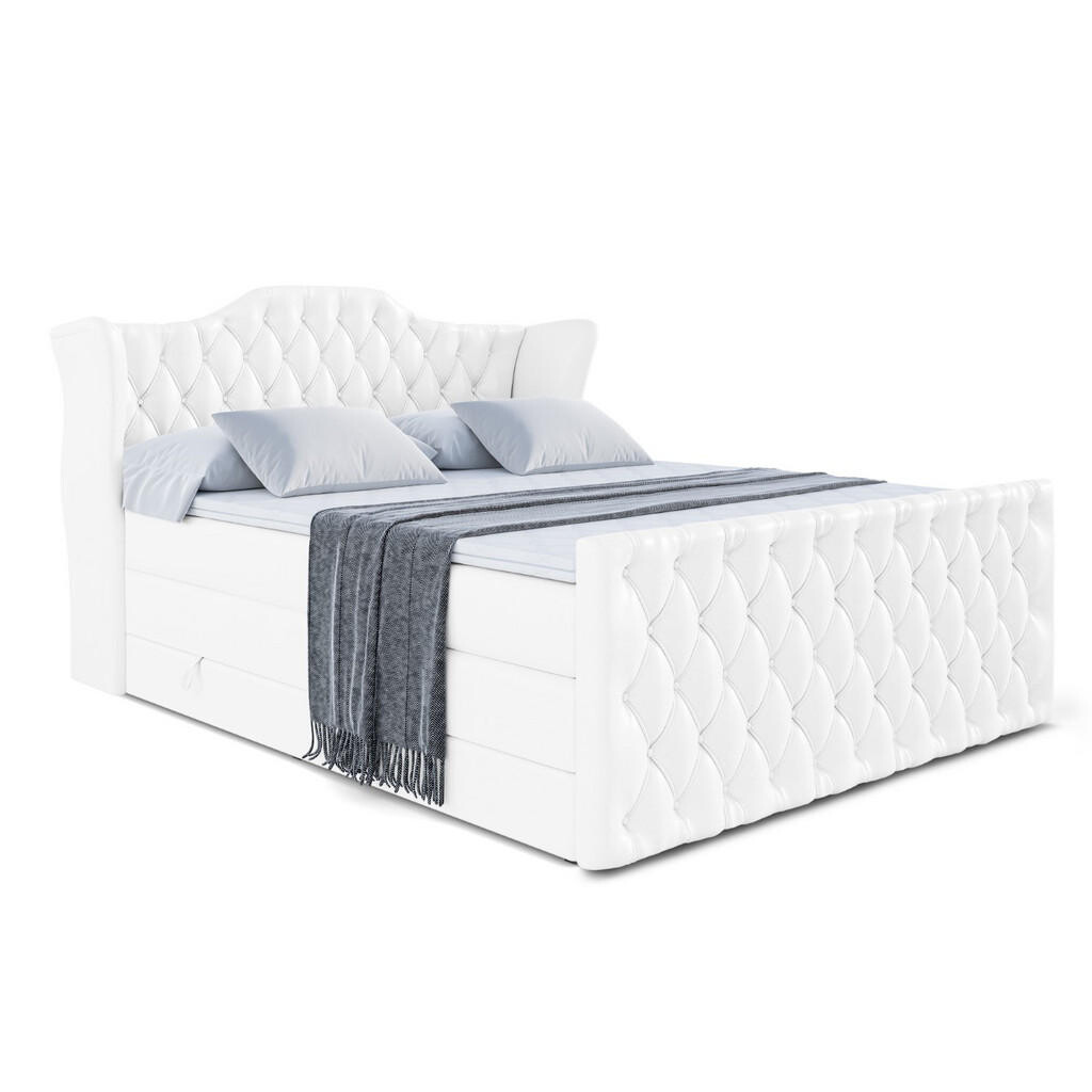 ALTDECOR POSTEL boxspring VILA-Z KING – 120 × 200 – H3/H4 – vysoce lesklá bílá