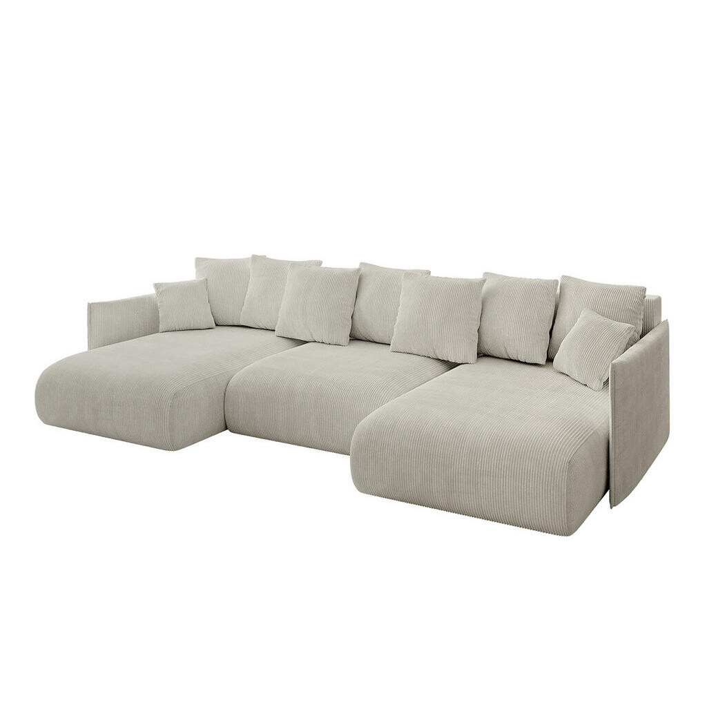 ALTDECOR SEDACÍ SOUPRAVA s funkcí lůžka a úložným prostorem pod sedákem ONESK-U 317x177x72 krémový manšestr