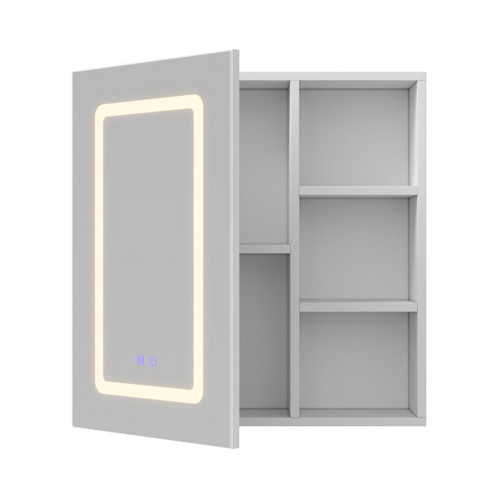 SHOPENTRA ZRCADLOVÁ skříňka s LED osvětlením 60x60cm, 1dveřová s nastavitelnými policemi