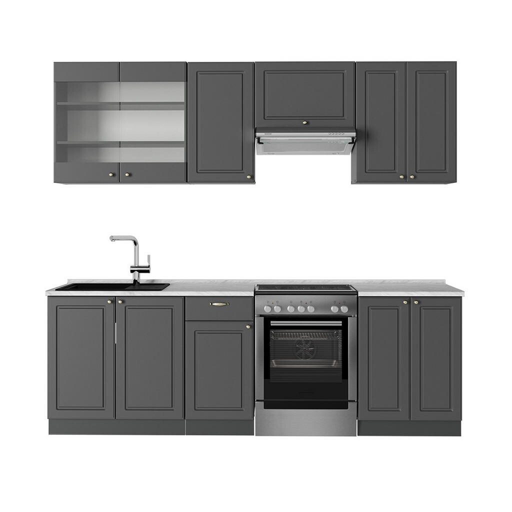 Vicco KUCHYŇSKÝ KOUT Fame-Line Anthrazit-Gold Landhaus 240 cm , PD Mramor