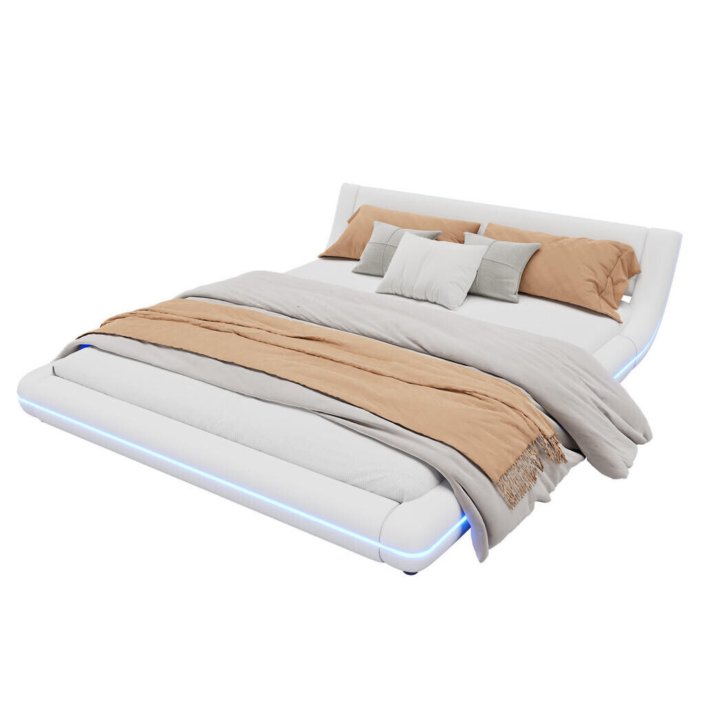 WISHDOR POSTEL 160/200 cm v bílé barvě s LED osvětlením