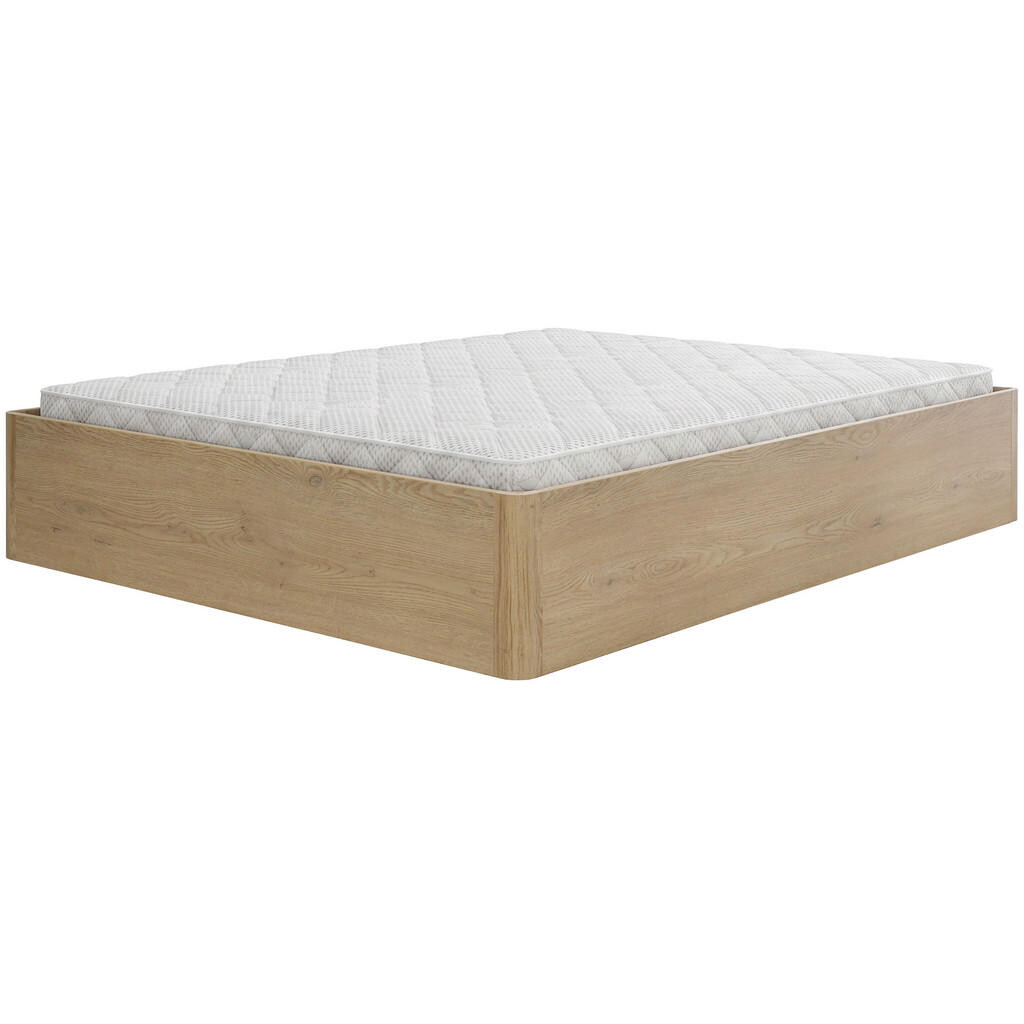 Beautysofa POSTEL Sara s úložným prostorem a taštičkovou matrací 20 cm, 180 × 200, dub Cremona