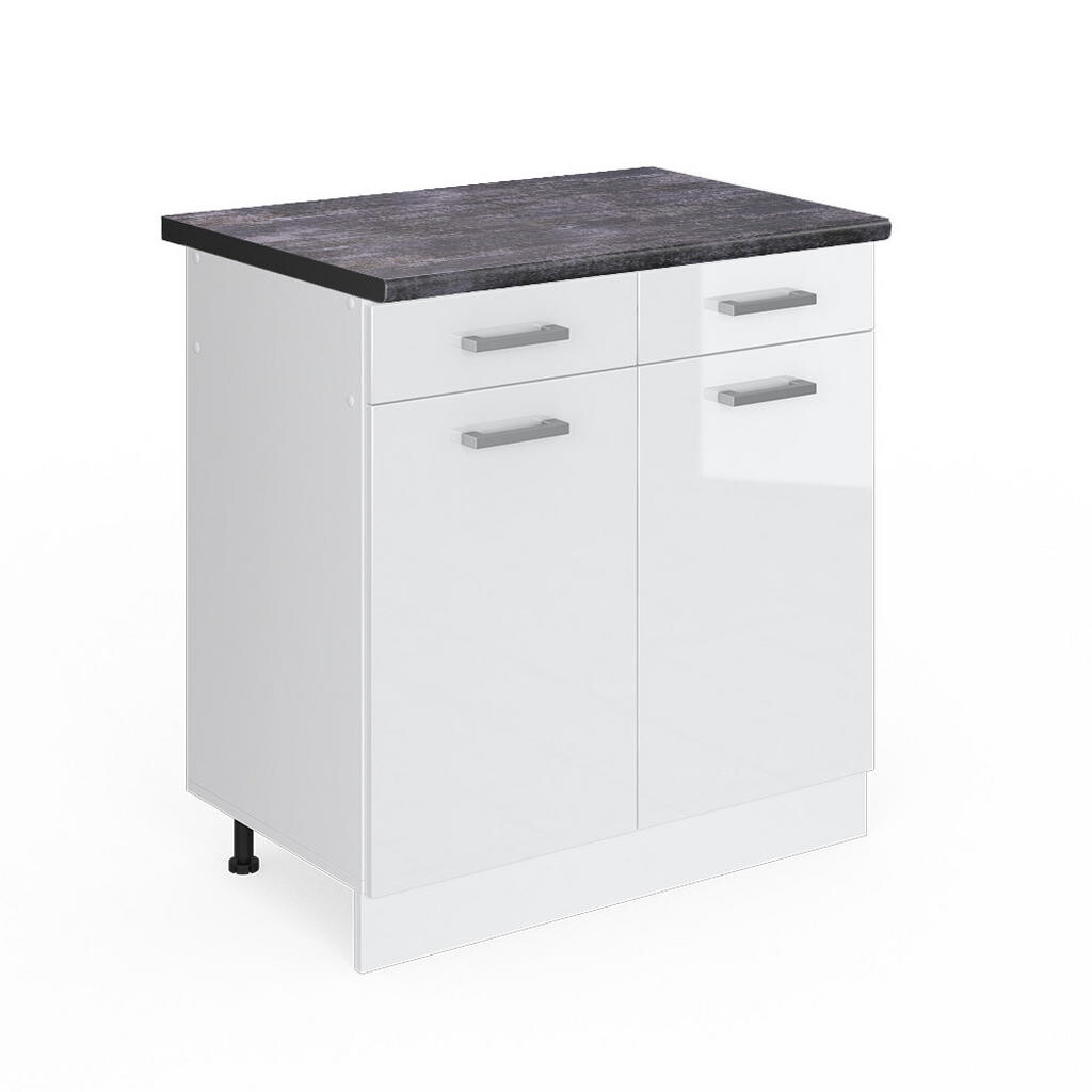 Vicco SPODNÍ SKŘÍŇKA KUCHYŇSKÉ LINKY R-Line Bílá vysoký lesk 80 cm , PD Antracit
