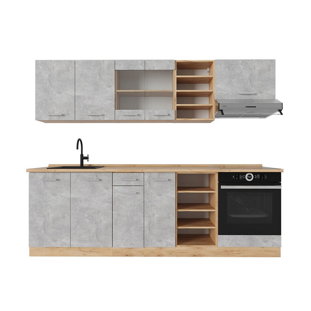 Vicco KUCHYŇSKÝ KOUT R-Line Beton/zlatý dub 240 cm , PD Dub