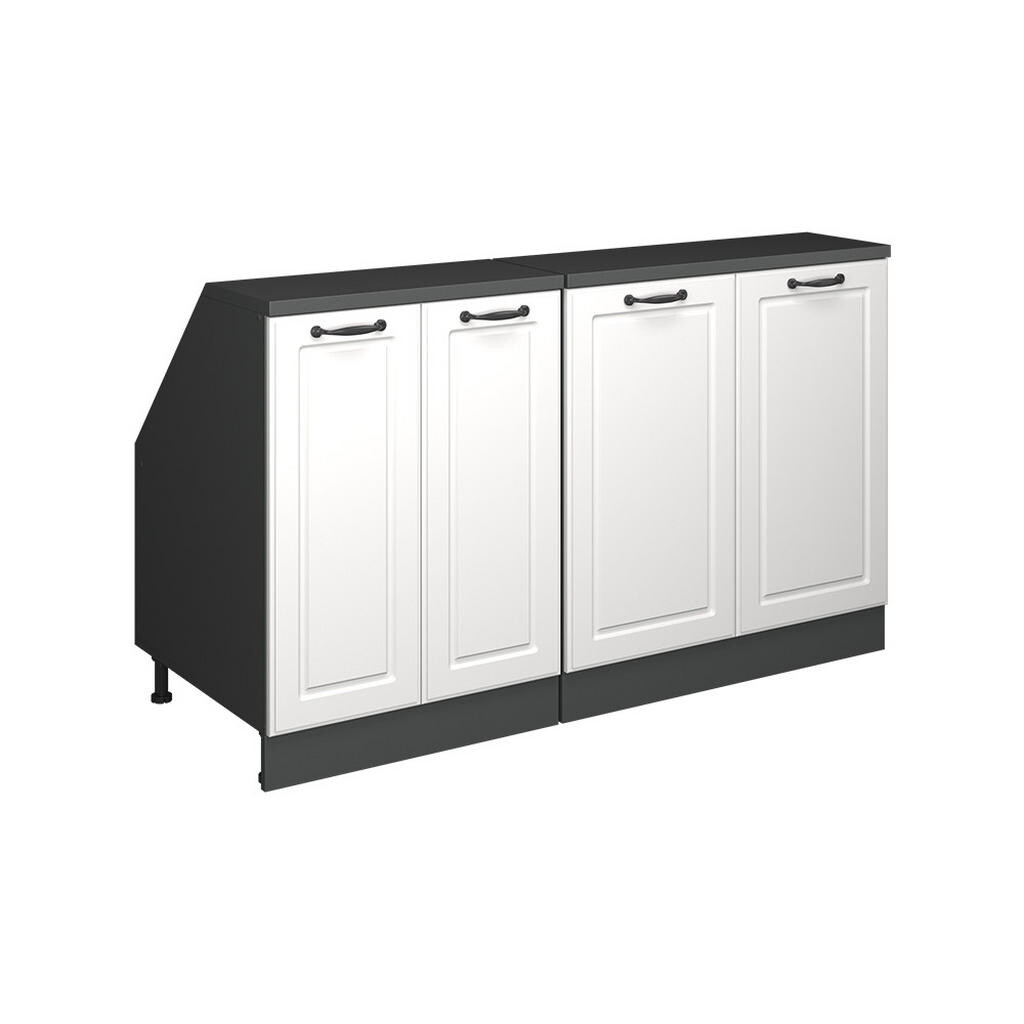 Vicco KUCHYŇSKÁ SKŘÍŇKA POD ŠIKMOU STŘECHU R-Line Bílý venkovský dům 140 cm Sada 2 korpusů skříně hloubka 60 cm