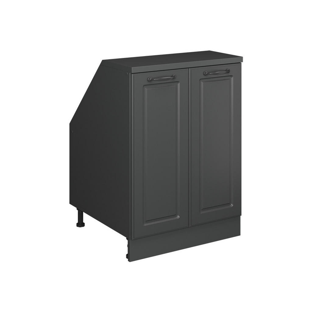 Vicco KUCHYŇSKÁ SKŘÍŇKA POD ŠIKMOU STŘECHU R-Line Antracitový venkovský dům 60 cm se 2 dveřmi, korpus skříně hloubka 60 cm