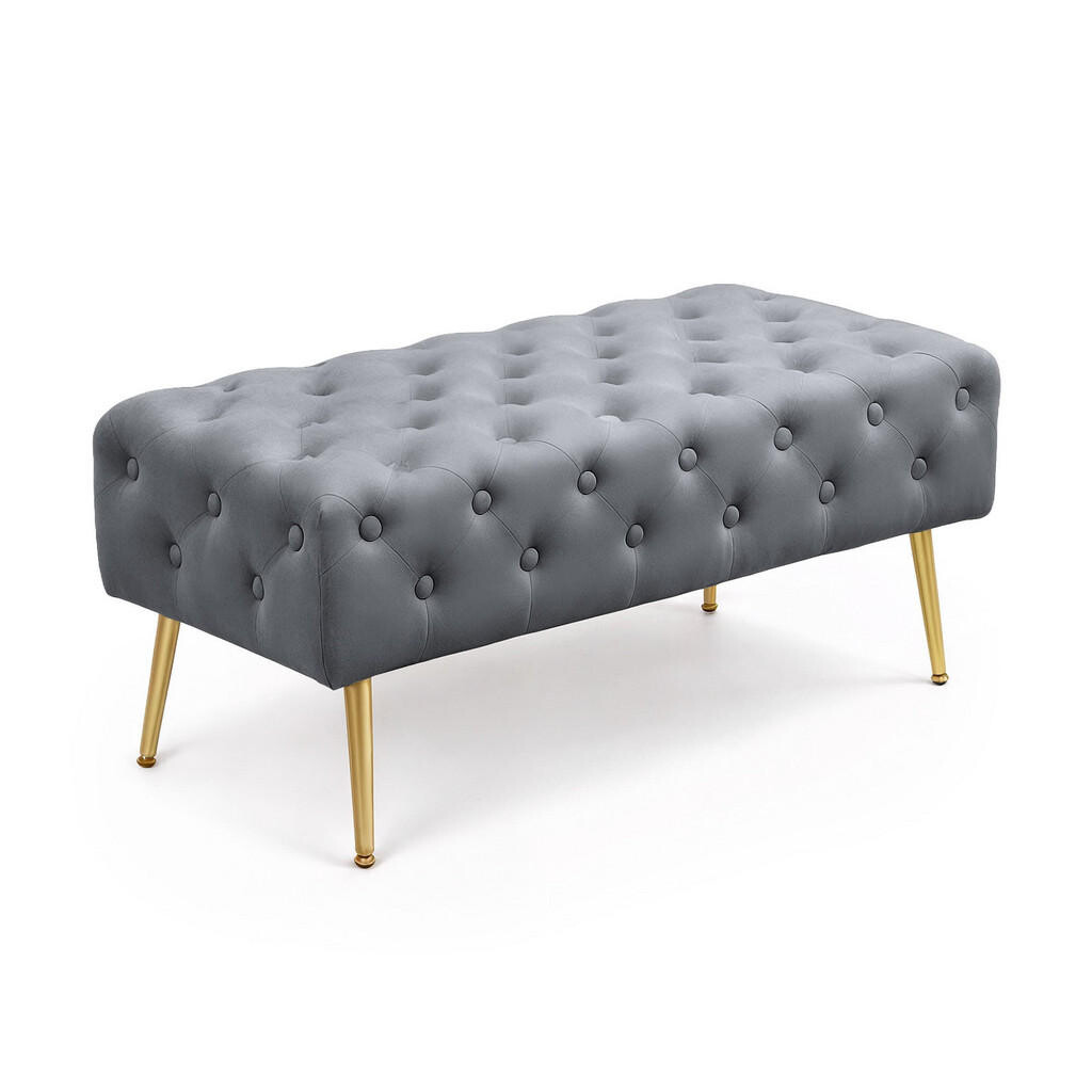 RAUMHIRSCH FURNITURE ČALOUNĚNÁ LAVIČKA s sametovým vzhledem, grafitová 42/41/42