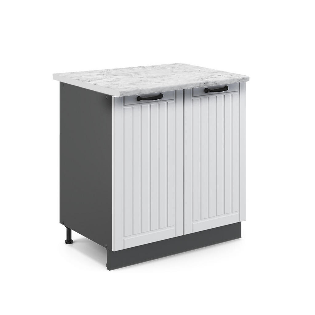 Vicco SPODNÍ SKŘÍŇKA KUCHYŇSKÉ LINKY Fame-Line, Bílý venkovský dům/Antracit, 80 cm pracovná doska Mramor