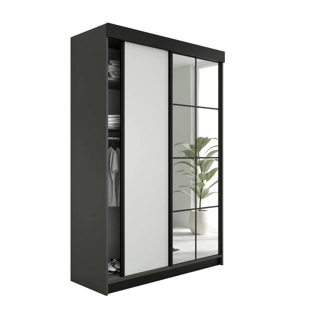 Kier Furniture POSUVNÁ ŠATNÍ SKŘÍŇ LAMARO - 138x205x59 - Grafitová & Bílá