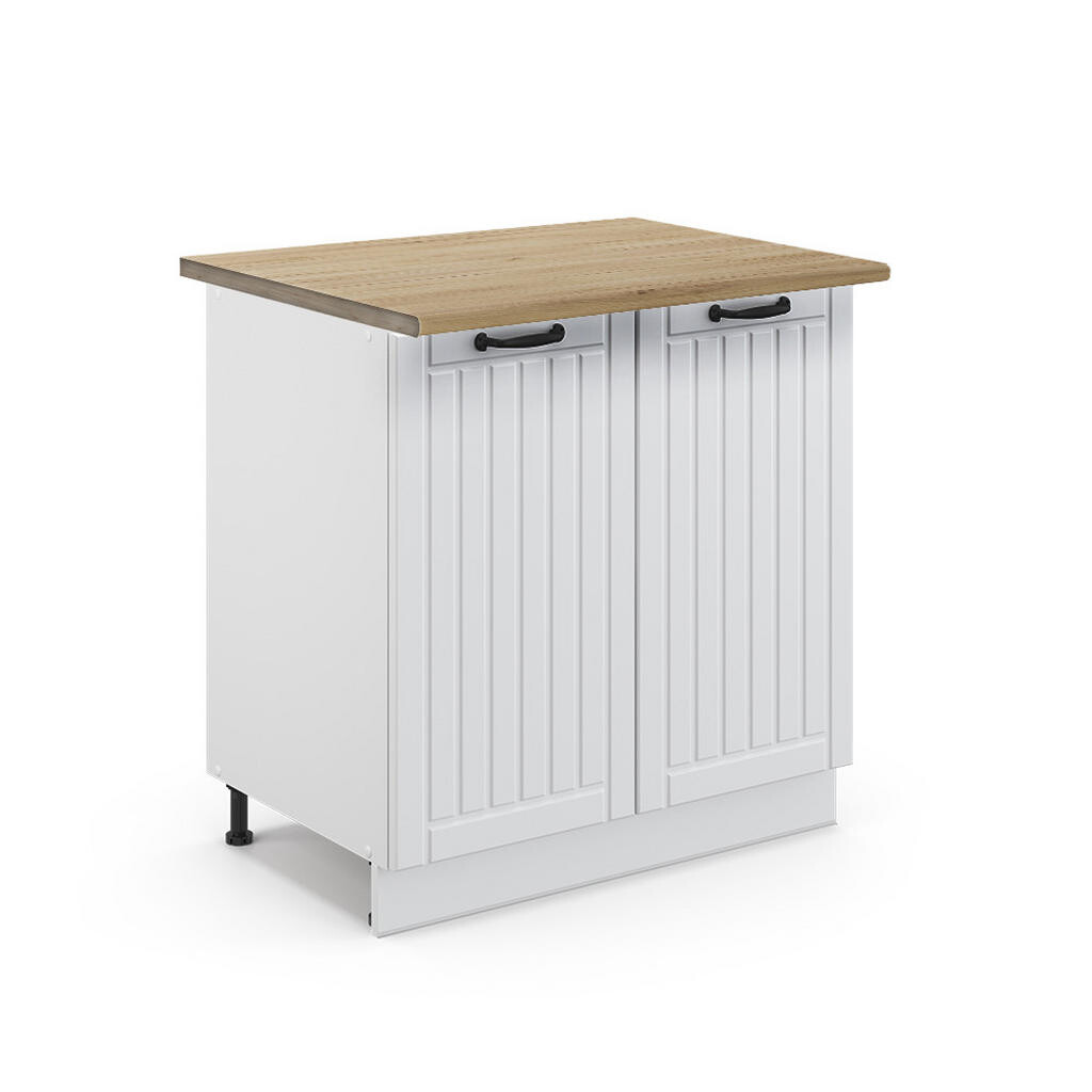 Vicco SPODNÍ SKŘÍŇKA KUCHYŇSKÉ LINKY Fame-Line, Bílý venkovský dům/Bílá, 80 cm pracovná doska Dub Goldkraft