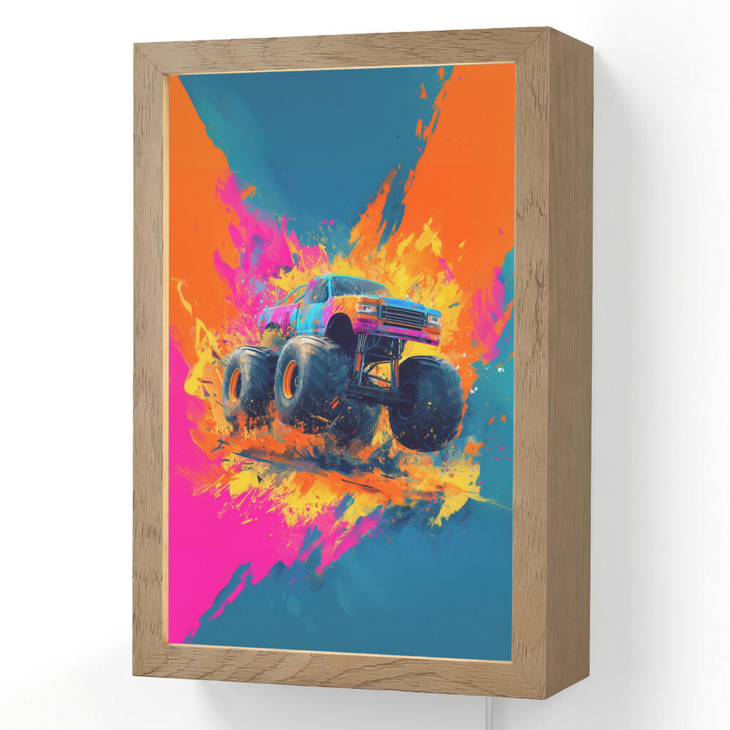 OnlyWow NÁSTĚNNÁ LAMPA Monster truck - Abstraktní - Stříkající barva - Barevné 20x30 cm