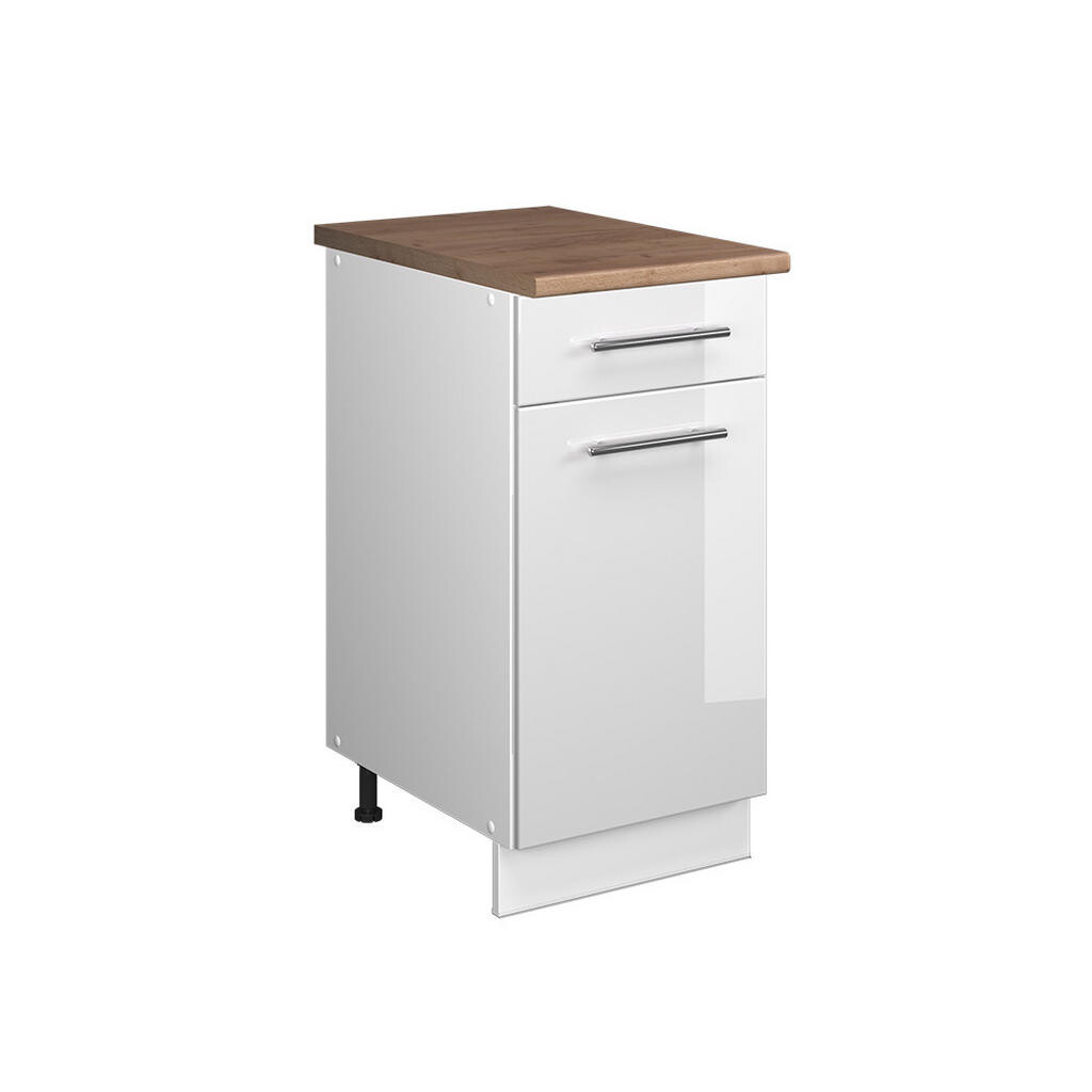 Vicco SPODNÍ SKŘÍŇKA PRO DŘEZ/VARNOU DESKU Fame-Line, Bílá vysoký lesk/Bílá, 40 cm, PD Dub