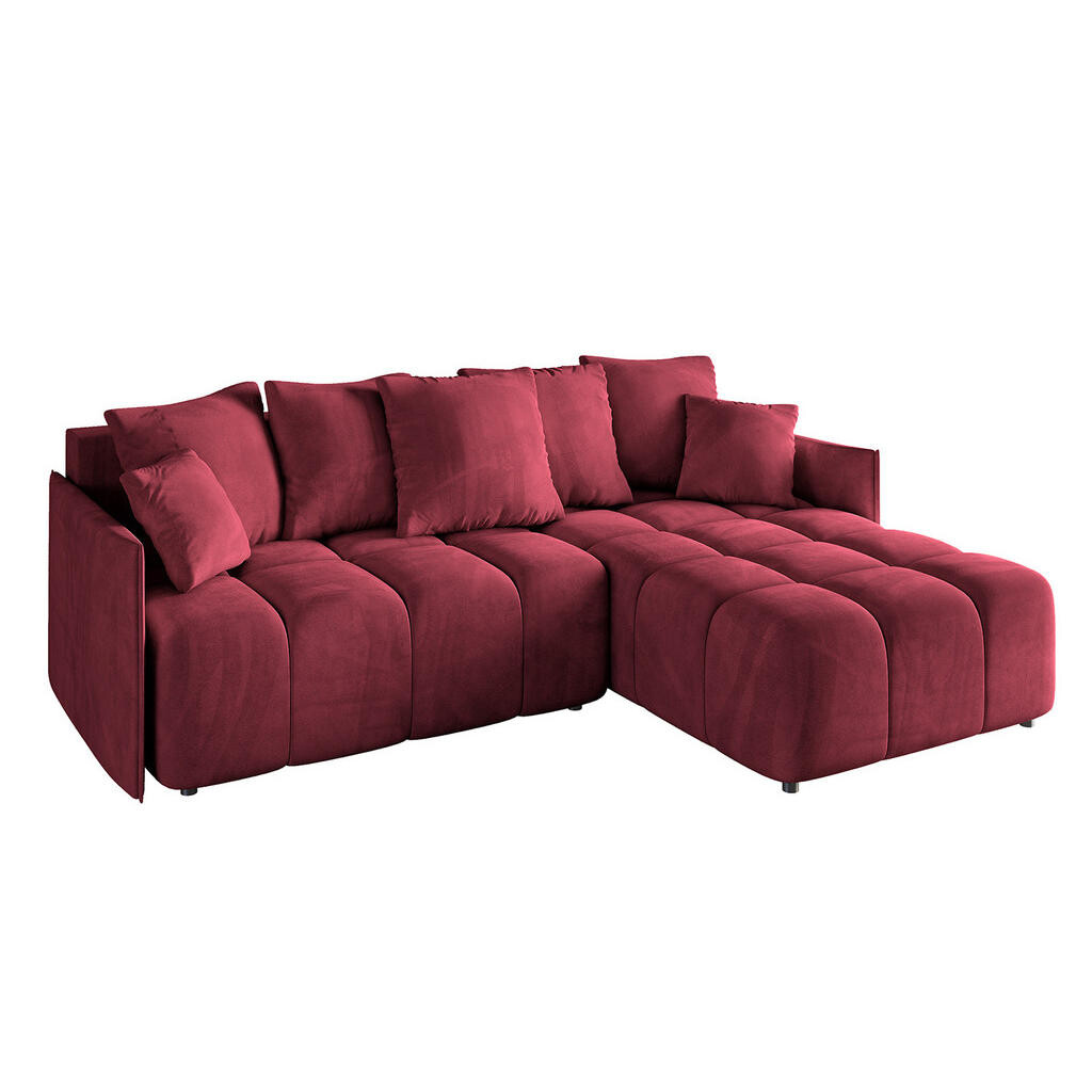 ALTDECOR ROHOVÁ SEDACÍ SOUPRAVA s otomanem vpravo LONLI-L 251x189x68, bordó, velur
