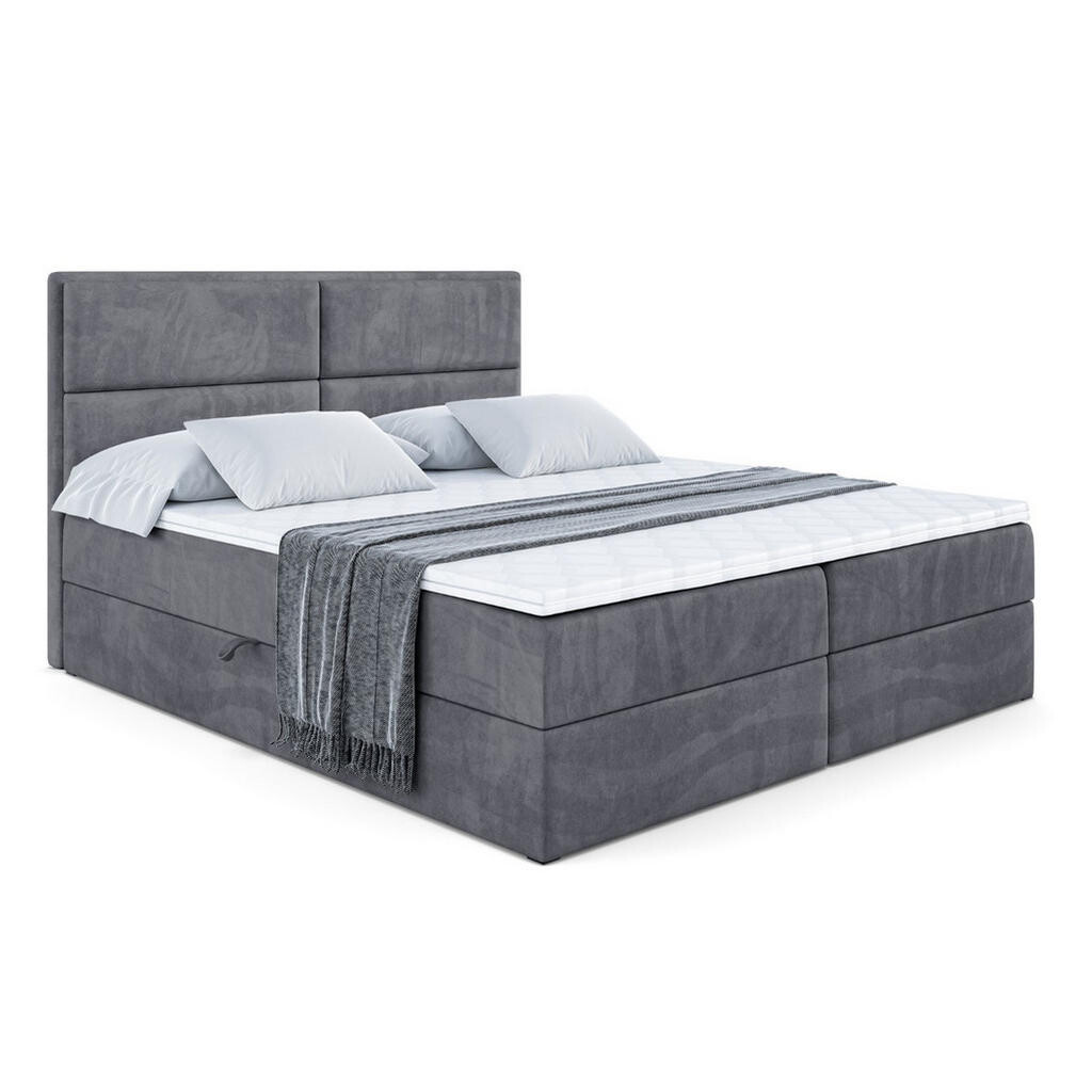 ALTDECOR AMERICKÁ postel s matrací H4 a roštem – AURA – 180x200 – H4 – tmavě šedá