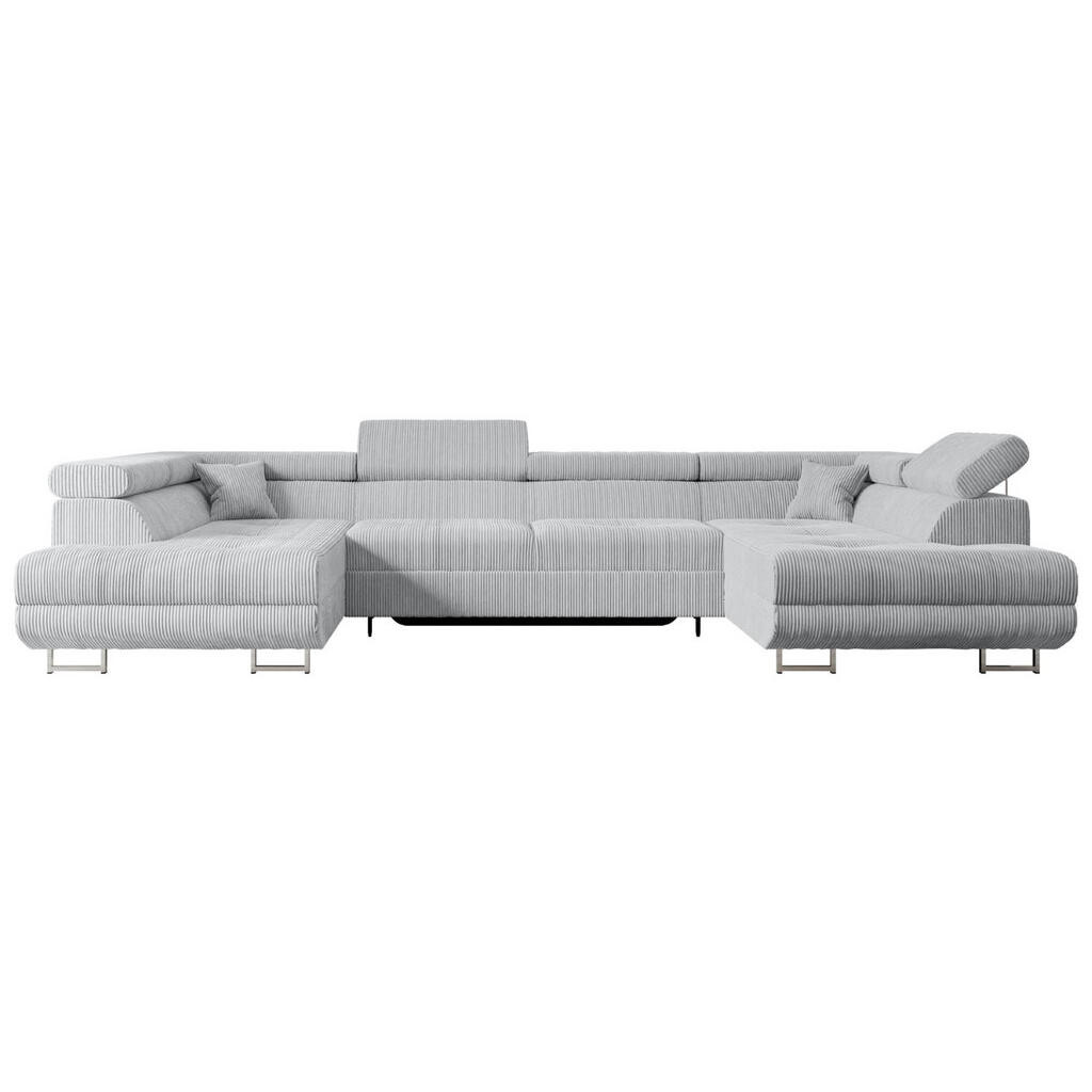 ALTDECOR SEDACÍ SOUPRAVA s funkcí lůžka a úložným prostorem pod postelí GUSA-U 342x202x107 cm šedá manšestr
