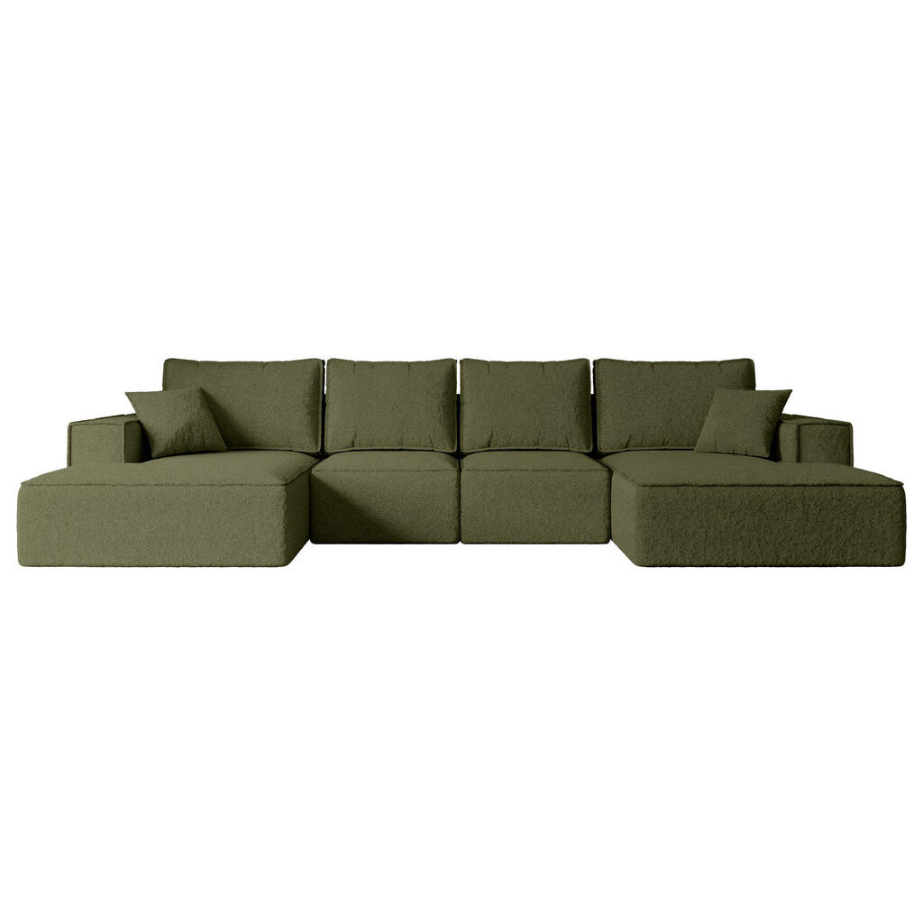 ALTDECOR OBÝVACÍ SADA s funkcí lůžka a úložným prostorem pod postelí SIERRA-U-S – 349 x 161 x 87 cm, zelená buklé