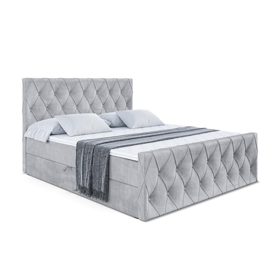 ALTDECOR AMERICKÁ postel AMAY-Z – 160 × 200 cm – H4 – světle šedá