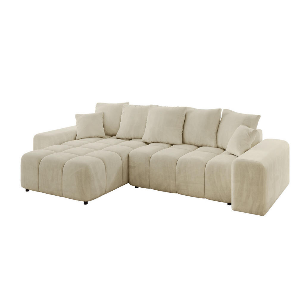 ALTDECOR ROHOVÁ SEDACÍ SOUPRAVA s otomanem vlevo ENIL-L 297x189x68 béžový velur