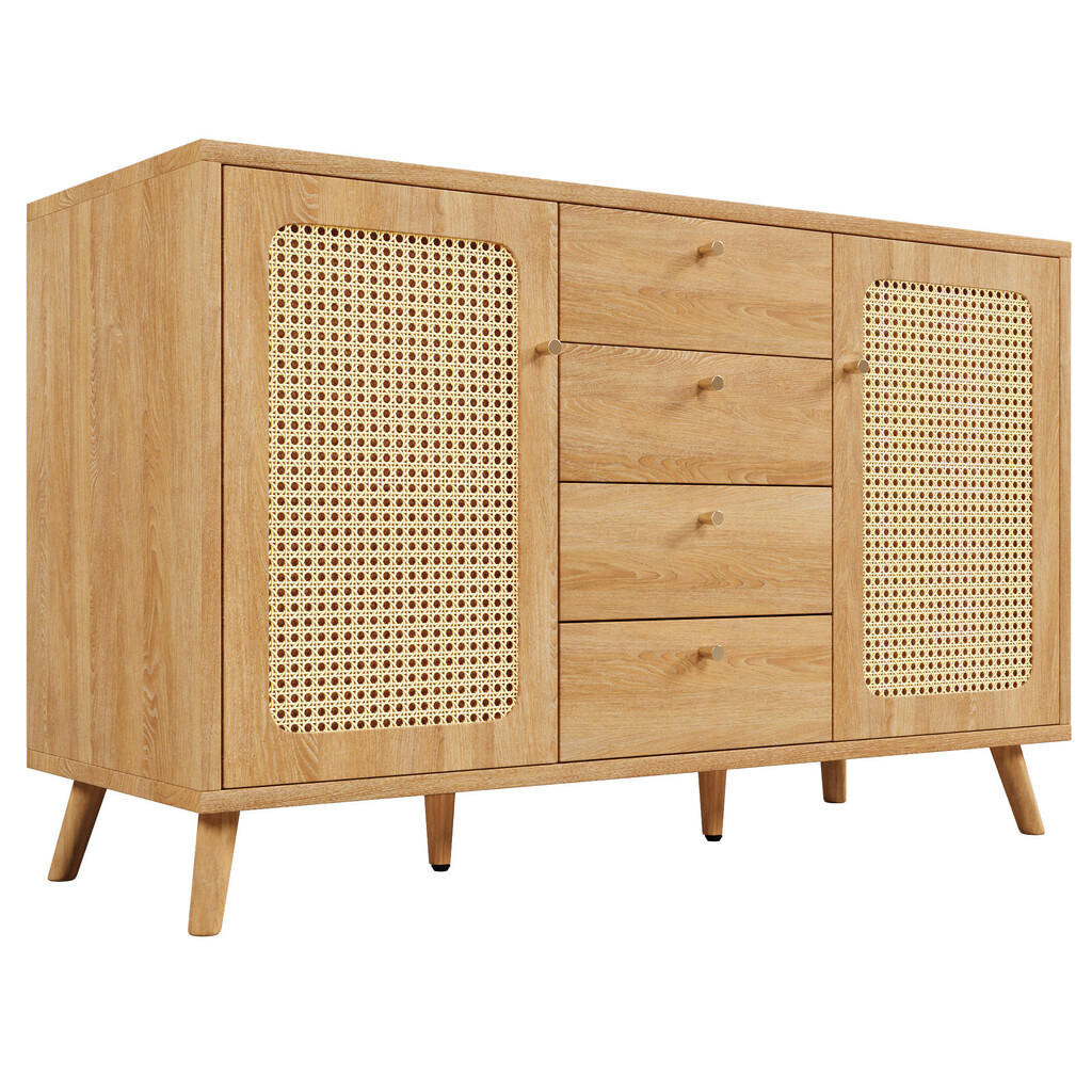 Urban Meuble KOMODA ratanový vzhled 140 cm, 4 zásuvky