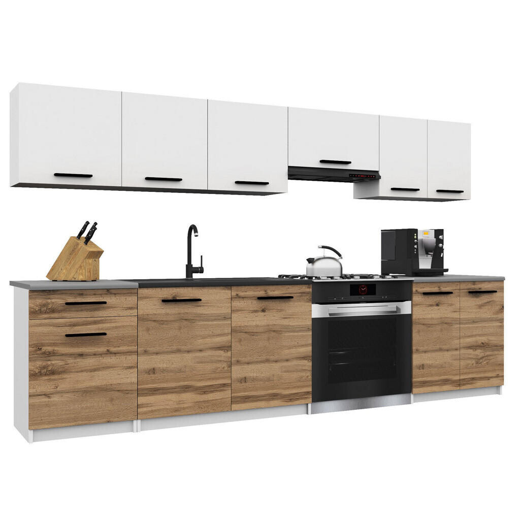 B BELINI GROUP KUCHYŇSKÁ LINKA Italia 2 240 cm, s pracovními deskami, Bílo-zlatohnědá matná
